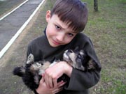 Boy and puppy
